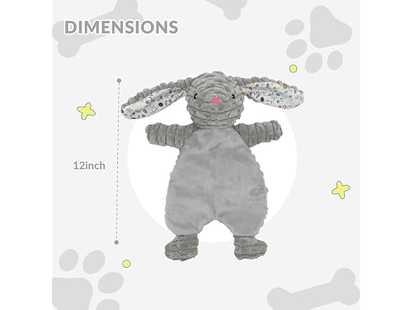 Linzy Plush Gray Bunny Dog Toy, Soft Squeaky
