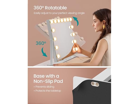 SONGMICS Vanity Makeup Mirror with Lights Matte White
