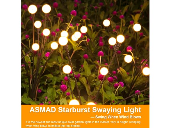 ASMAD Solar Firefly Lights, 6 Pack