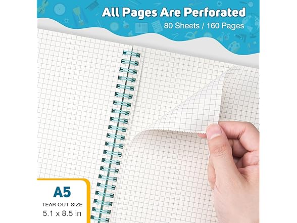 OMEYA  6 Pack Graph Paper Notebook