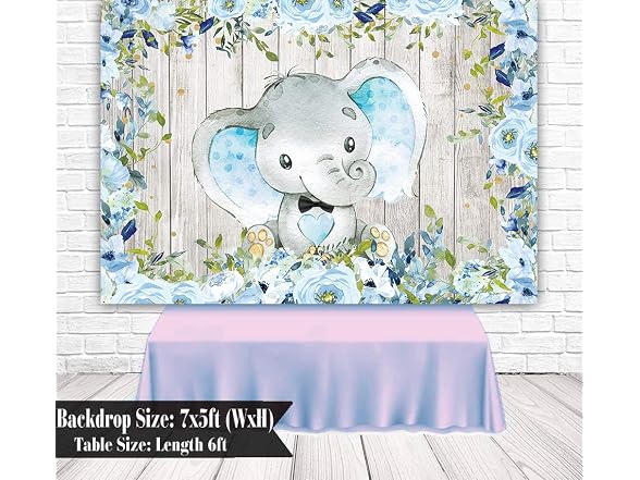 Sensfun Floral Elephant Backdrop Blue