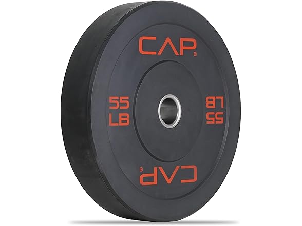 CAP Barbell Economy Olympic Bumper Plate, 55lbs Single