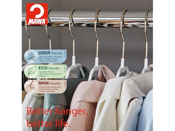 MAWA by Reston Lloyd Clothing Hangers Set of 24, Latte