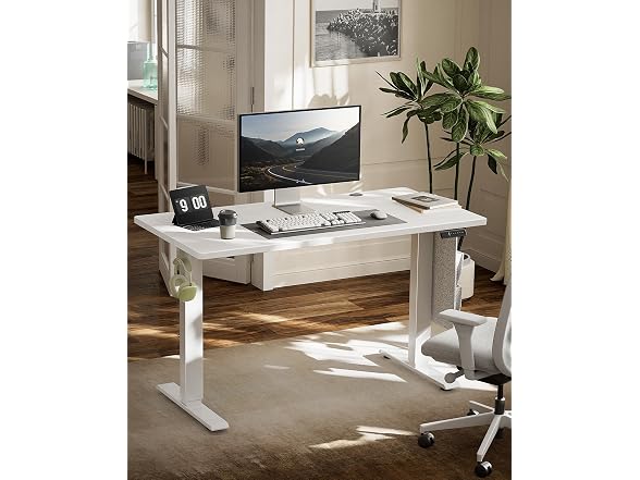 Marsail Standing Office Desk, White, 55x28"