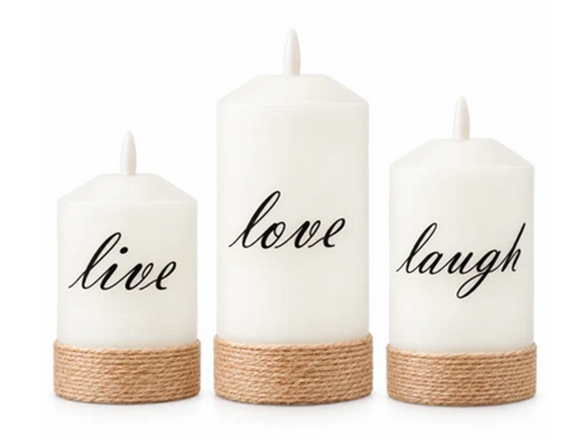 3 Piece Battery Operated Candle Set with Jute Twine