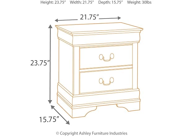 Alisdair Dark Brown Two Drawer Night Stand