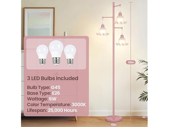 TOBUSA  Pink Flower Floor Lamp for Living Room