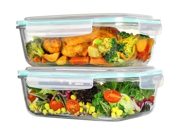 Vtopmart Green 2 Pack 76.4oz Glass Containers W/ Lids