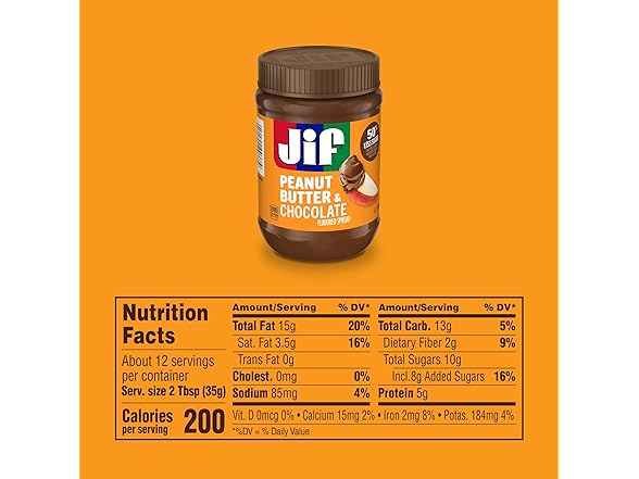 Jif Peanut Butter & Chocolate Spread, 15 Oz. Jar