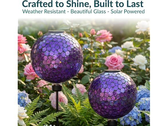 Sunnydaze 10" Solar Iridescent Purple Mosaic Globe