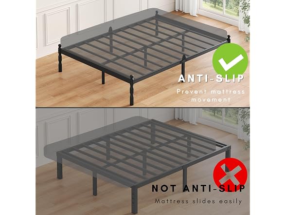ZIYOO 14 inch Metal Queen Bed Frame with Vintage Style