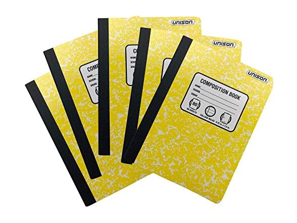 Unison Bundle of 5 College Ruled Marbled (Yellow)