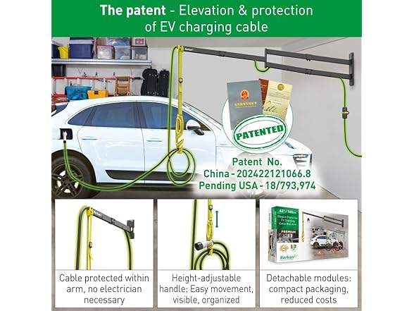 Barkan 63" Protective EV Charging Cable Wall Arm