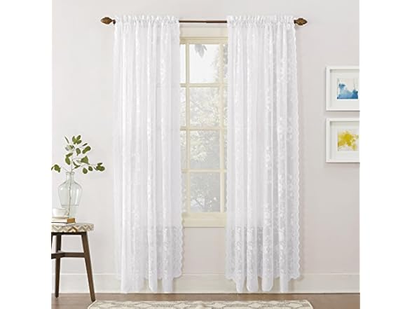 No. 918 Alison Floral Lace Sheer Rod Pocket Curtain Panel