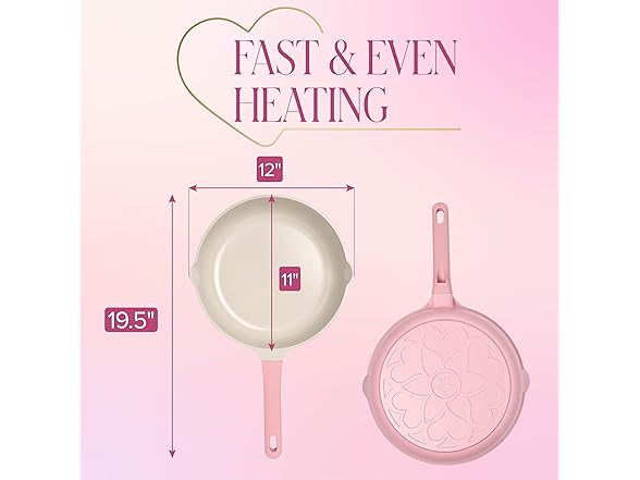 Paris Hilton Ceramic Cast Aluminum Nonstick Fry Pan 11-Inch, Pink