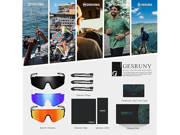 gesruny Polarized Sport Sunglasses Unisex