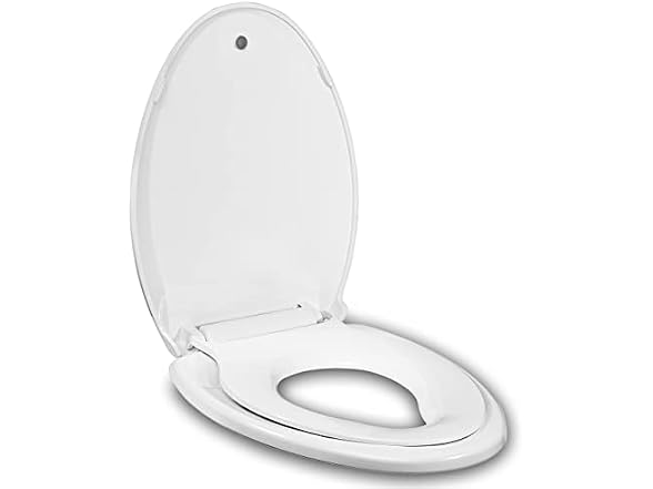 JINGZE Elongated Toilet Seat Built-In Potty Training Seat