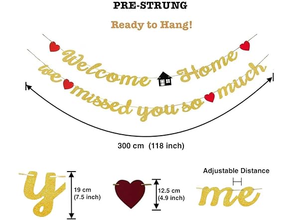 Large Glitter Welcome Home Banner