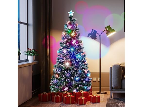 KISIQI 6Ft Artificial Pre-lit Christmas Tree