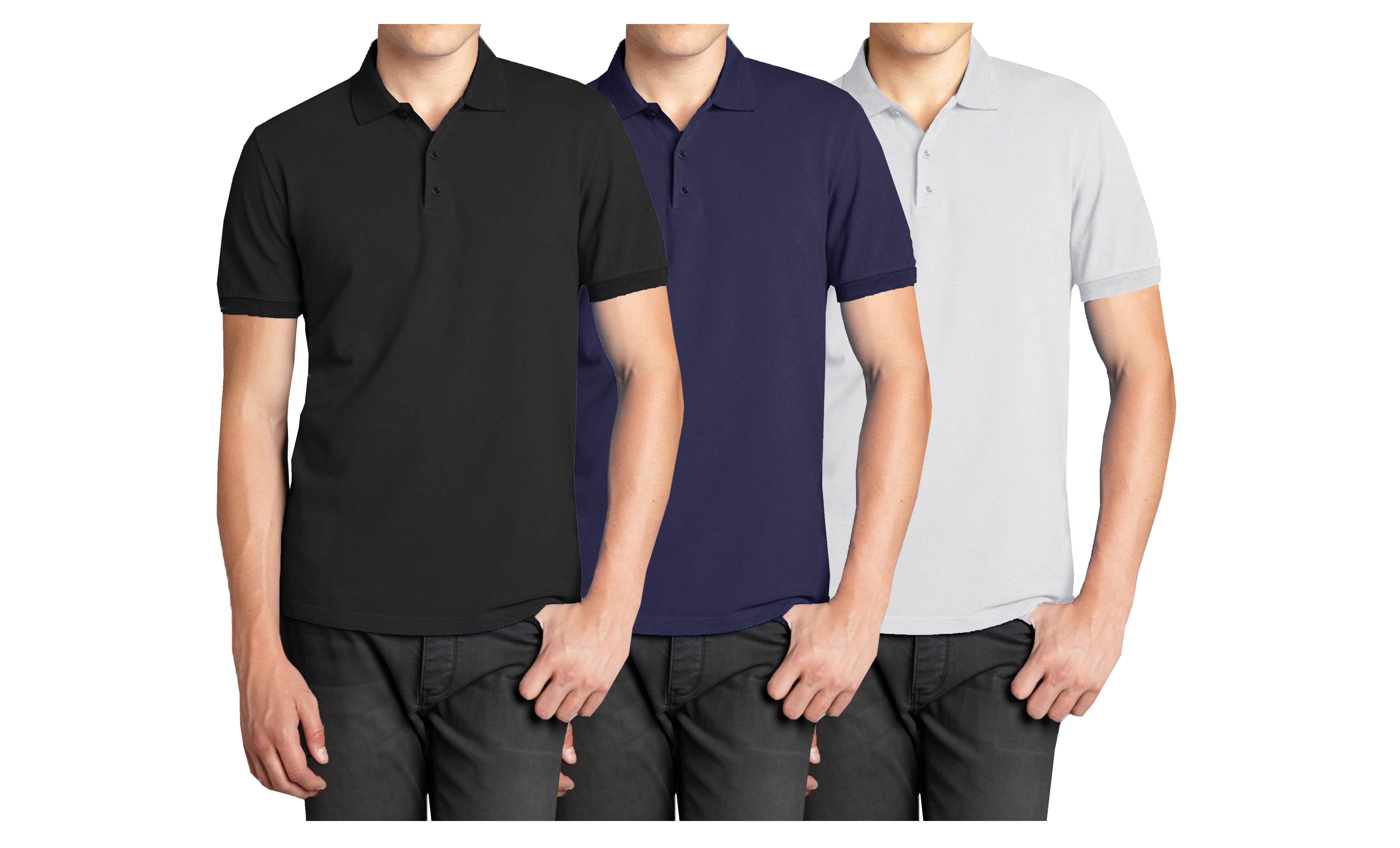 Mens 3PK S/S Pique Polo Shirts - Gallery 15