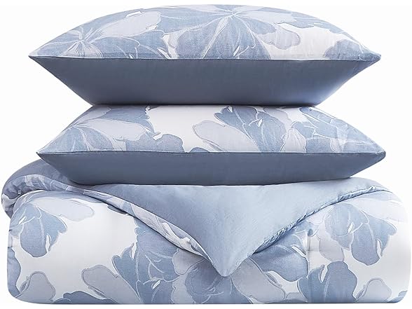 Vince Camuto Organic Floral 100% Cotton 3 Piece Full/Queen Duvet Set