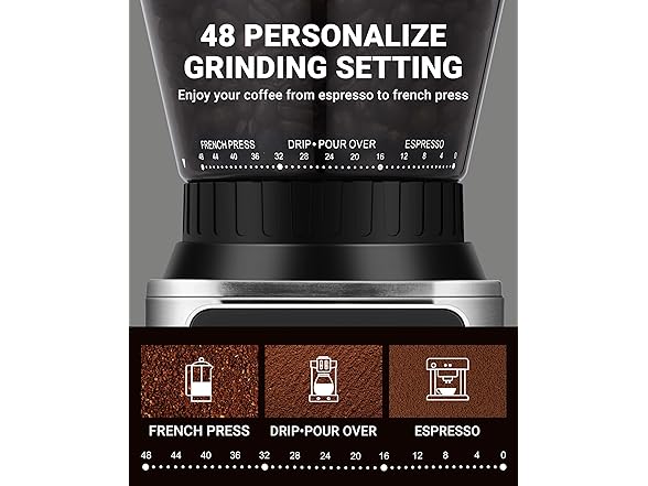 AMZCHEF Conical Burr Coffee Bean Grinder