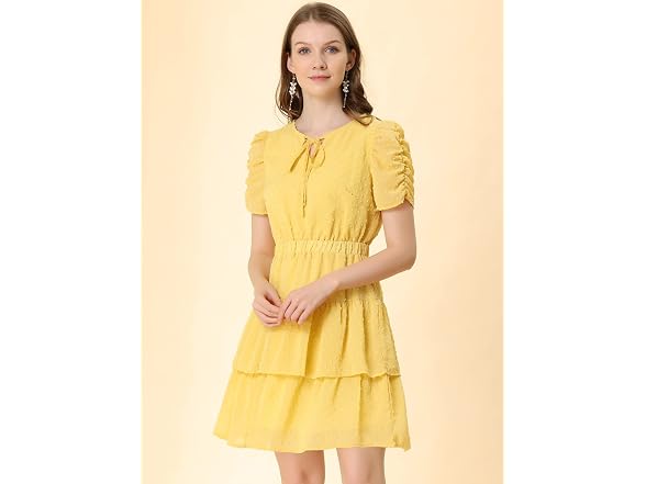 Allegra K Women (S) Swiss Dots Dresses Short Dress