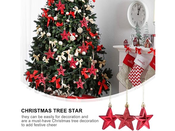 ABOOFAN 18Pcs Christmas Tree Hanging Ornaments Glitter Star