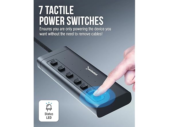 SABRENT 7-Port USB-C Hub 48W w/ Switches
