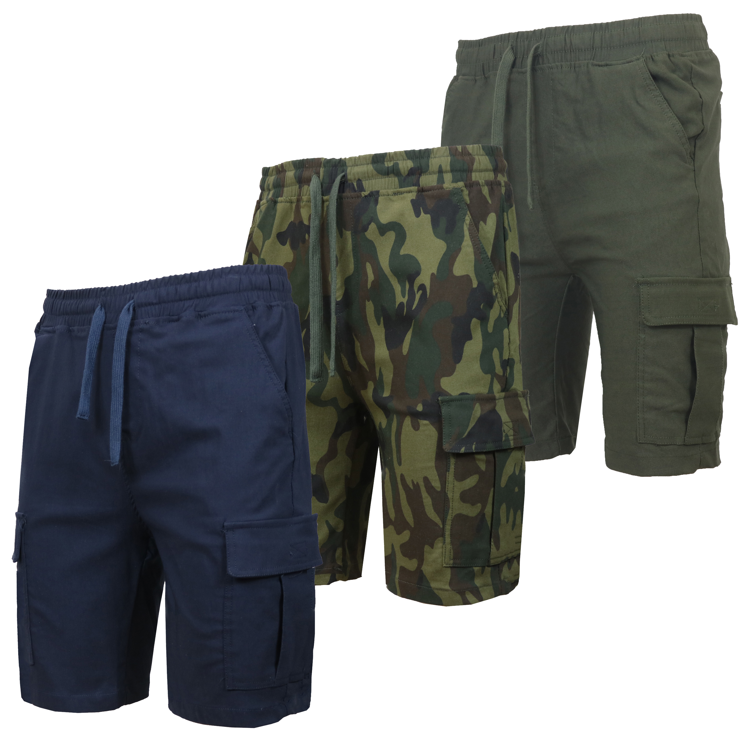 3Pk Mens Super Stretch Cargo Shorts - Gallery 18