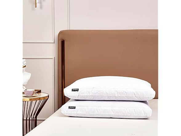 Beautyrest Microfiber Medium Firm Bed Pillows 2-Inch Gusset Feather Down Pillow-Jumbo Size(Set of 2 Pack) (Open Box)