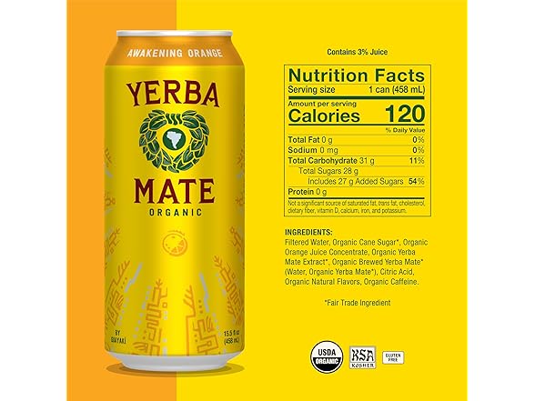 Guayakí Yerba Mate, Energy Drink Alternative, Orange