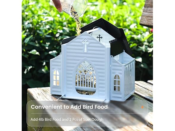 MrCrafts Church Bird Feeder Solar Light