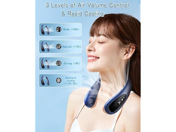 GAITIR Portable Neck Fan - Blue
