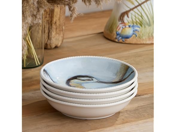 Coastal Birds 9-Inch SOUP/CEREAL BOWLS SETof 4
