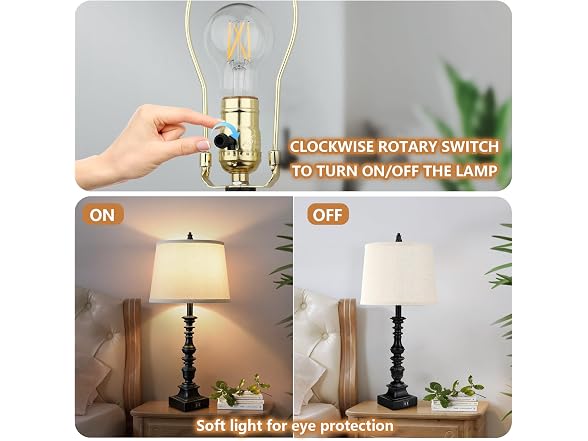 GoBright  Set of 2 Farmhouse Table Lamps, Black 27.5''