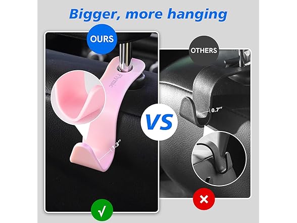 Car Seat Headrest Hook, 4 Pack, Pink