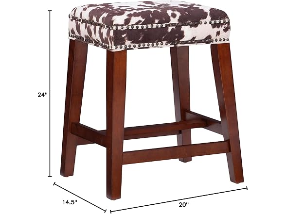 Linon Harlow Brown Cow PrintBackless Counter Stool 24" (Open Box)