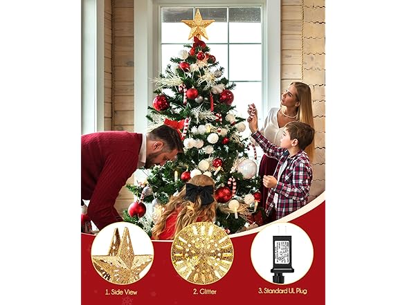Brightown Christmas Star Tree Topper with Snowflake Projector
