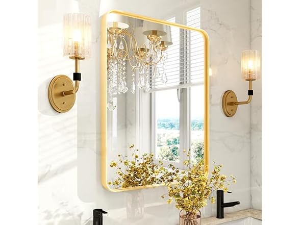 GlasFlength Gold Bathroom Mirror 40x30"