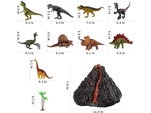 TEMI Volcano Dinosaur Playset w/ 9 Figures