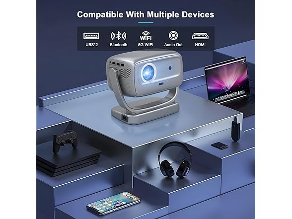 Smart TV 4K Movie Projector | 360 Stand