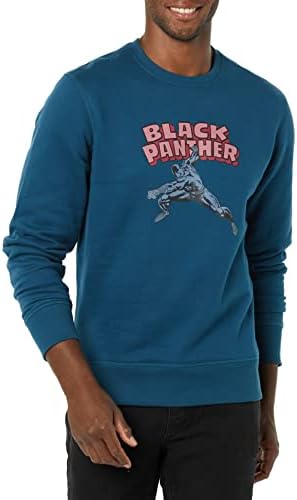 Amazon Essentials Disney | Marvel | Star Wars Men's Fleece Crewneck Sweatshirt, Marvel Black Panther, Medium