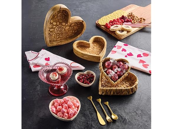 Set of 4 100% Cotton Cloth Table Napkins Hearts