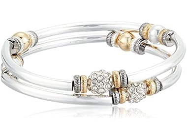 $7, Was $24, 70% Off! Nine West Tri-Tone Bangle Bracelet Set dealfomo
