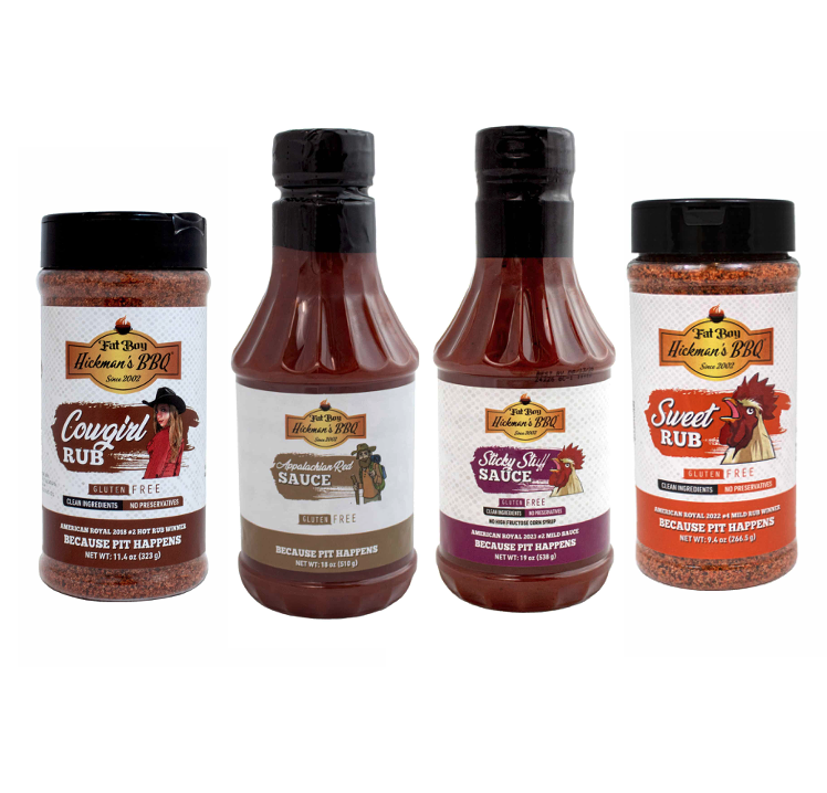 (4pk) Fat Boy Hickman's BBQ Bestselling Rubs & Sauces - Gallery 18