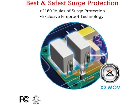 Clear Power 8-Outlet 2160J Surge Protector Power Strip