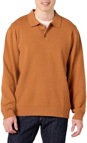 Amazon Essentials Men's Relaxed-Fit Knit Polo Sweater, Caramel, XX-Large