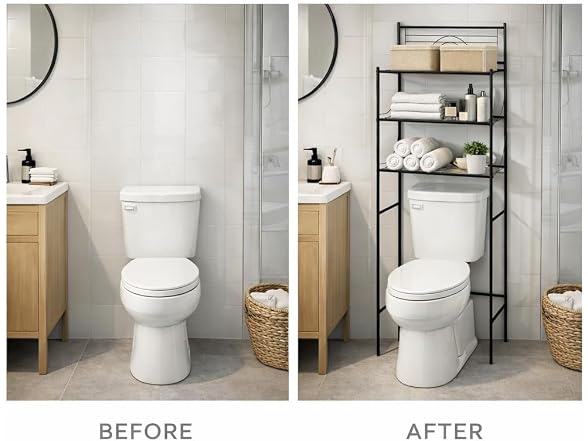 Bath Bliss 3-Tier Over Toilet Rack Black