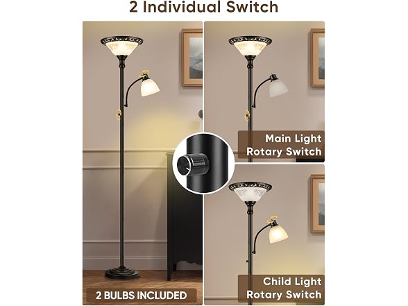 PARTPHONER Torchiere Floor Lamp Metal RIm